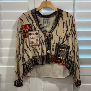 Vintage Surya Brown and Cream Artsy Jacket